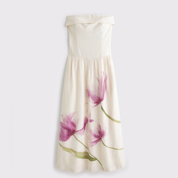 NWT Abercrombie & Fitch Cream Linen blend dress - Picture 5 of 11